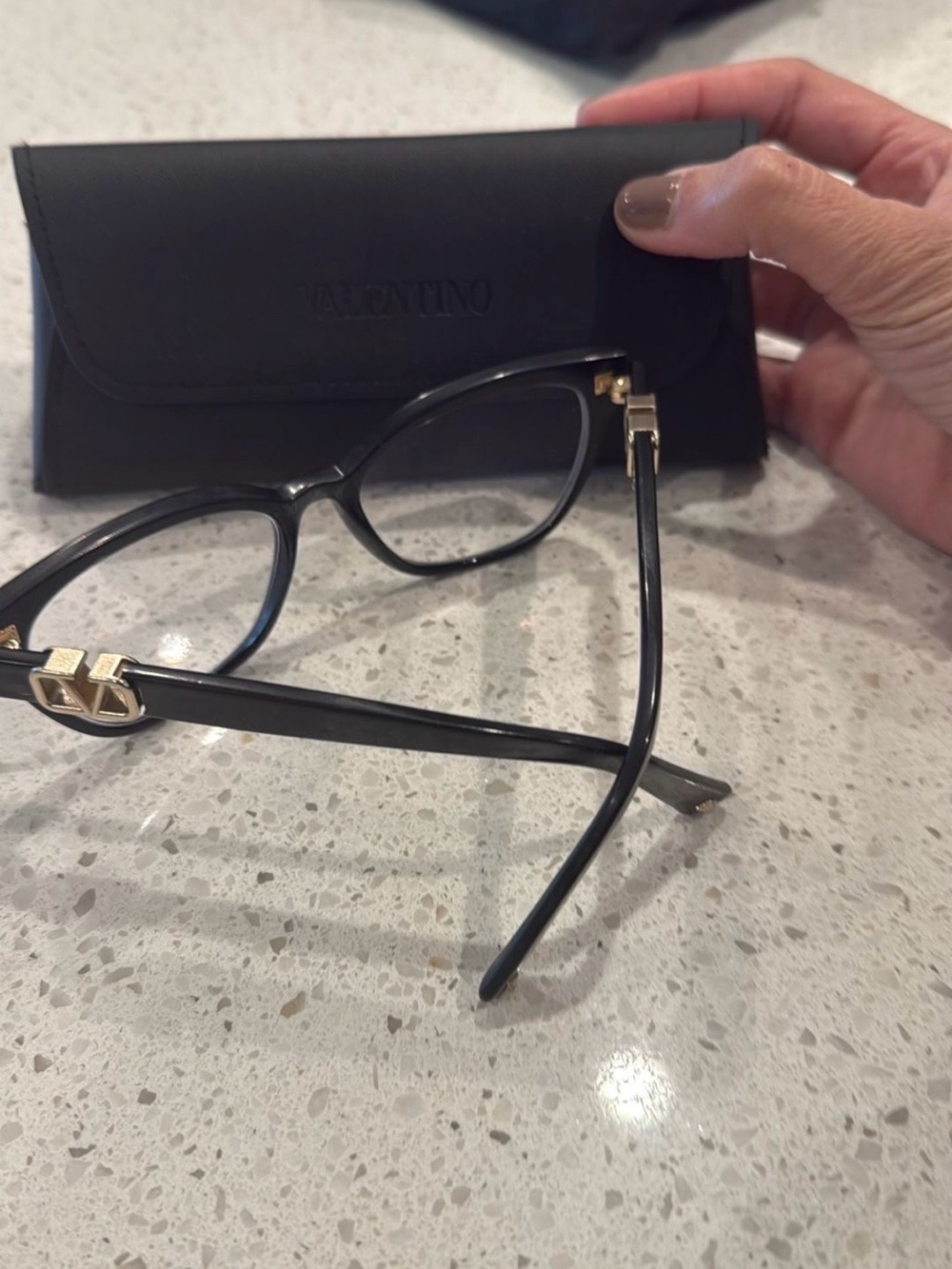 Valentino Black Eye Glasses with Gold Detailing